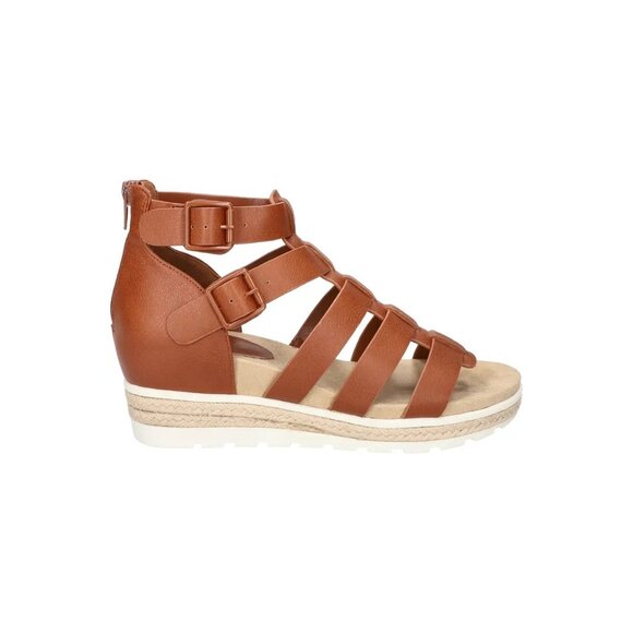 Easy Street Womens Simone Zip Comfort Wedge Heel Sandals Cognac Size 8 M NIB - Picture 2 of 9